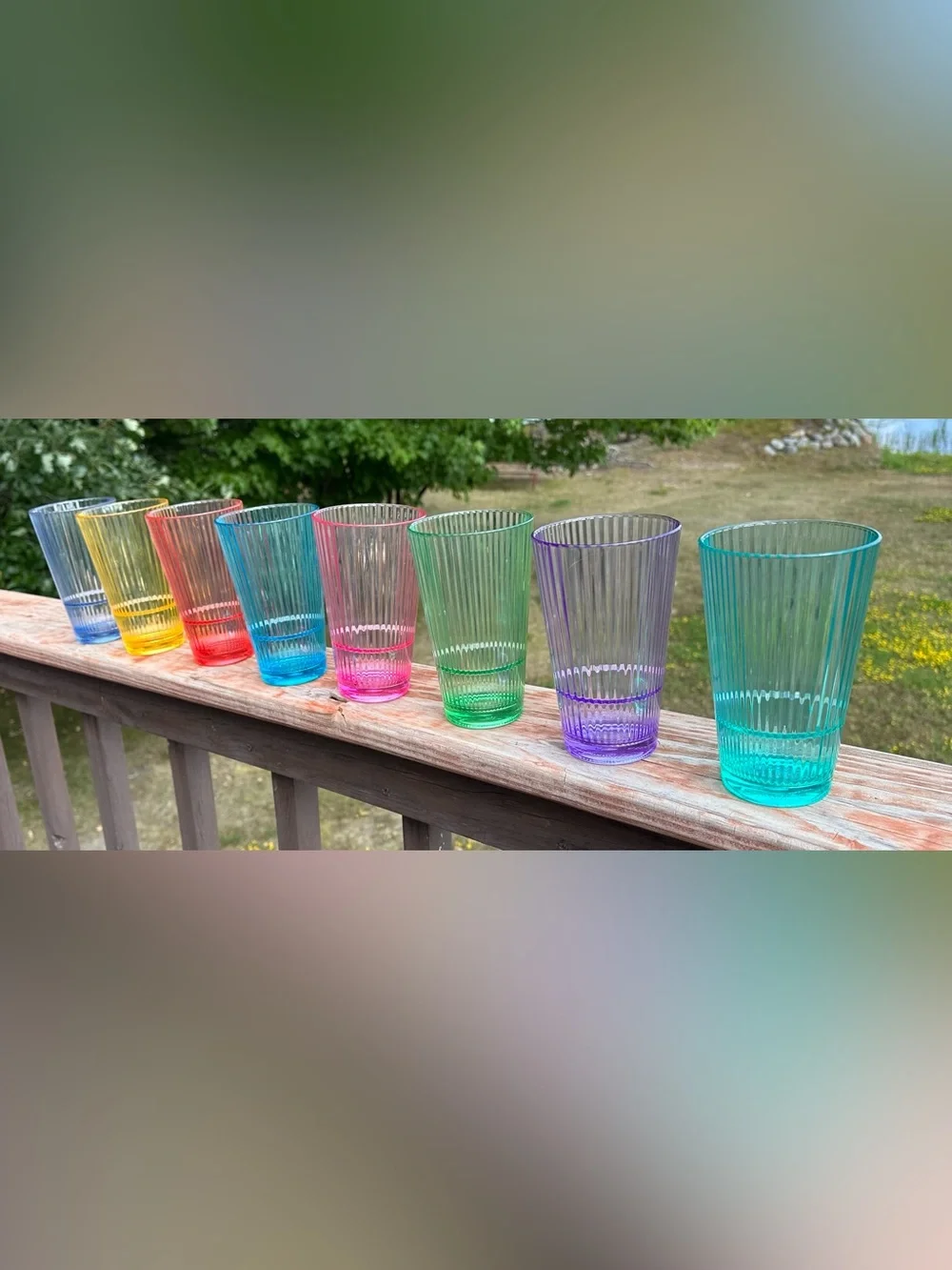 Set of 8 Colorful Ribbed Acrylic Tumblers